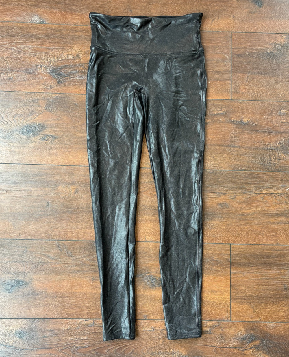 SPANX Women’s FAUX Leather Leggings Pants Stretch Black, Size M